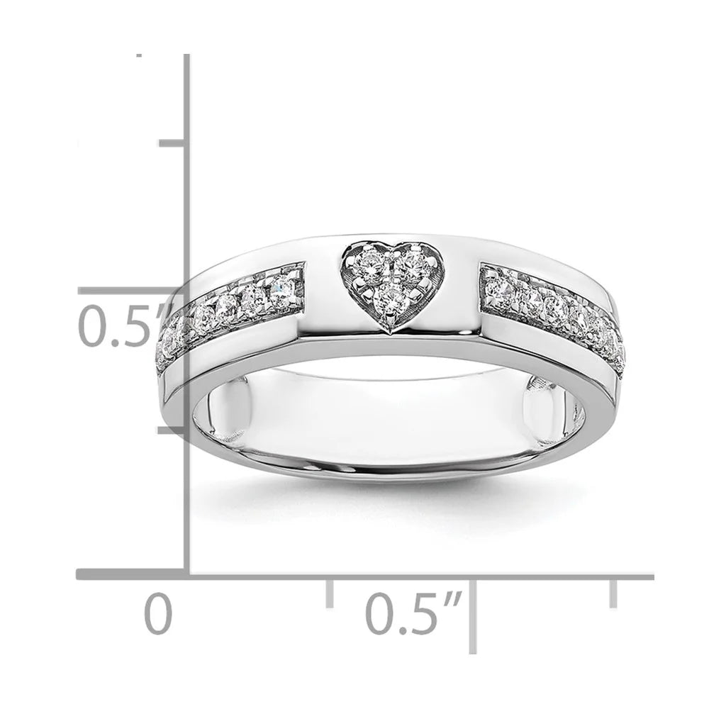 14k White Gold Lab Grown Diamond Heart Band R514