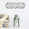Scandinavian Moon Phase Mirror Set Glass Wood Frame Q8513