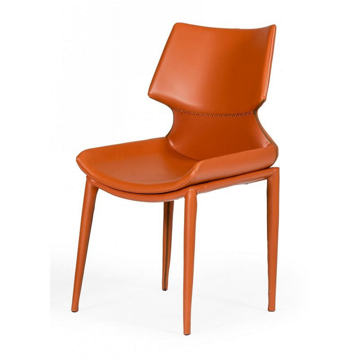 17.5" Eco-Leather/Metal Dining Chairs in Orange (Set of 2) M16195