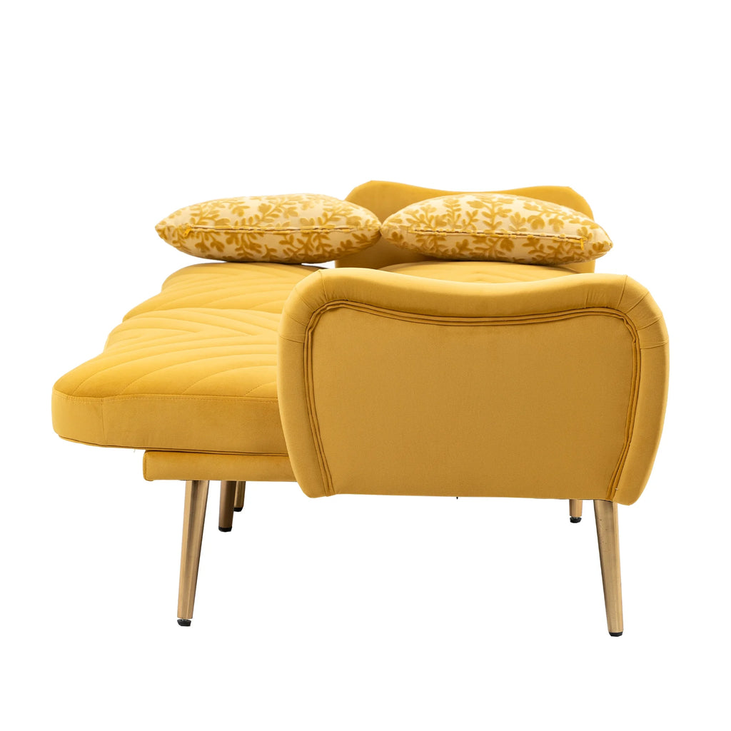 Velvet Loveseat Sofa with 2 Bolster Pillows Y5612