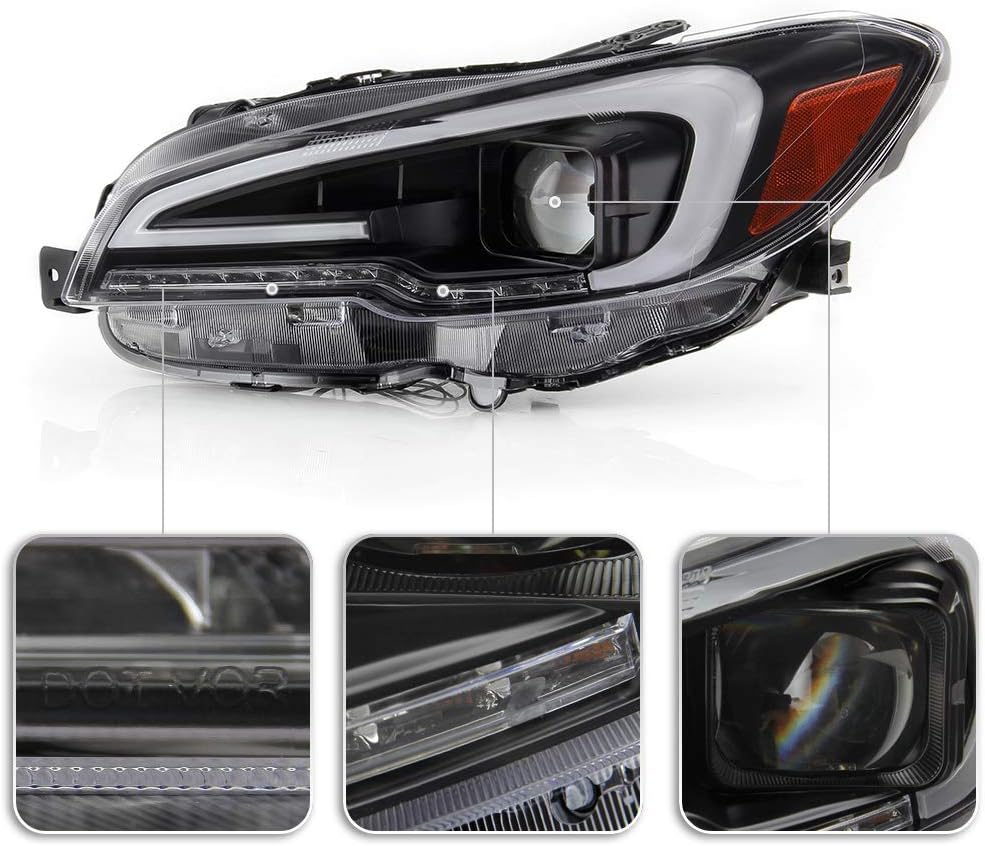 Black Housing LED Tube Projector Headlights Pair I892072
