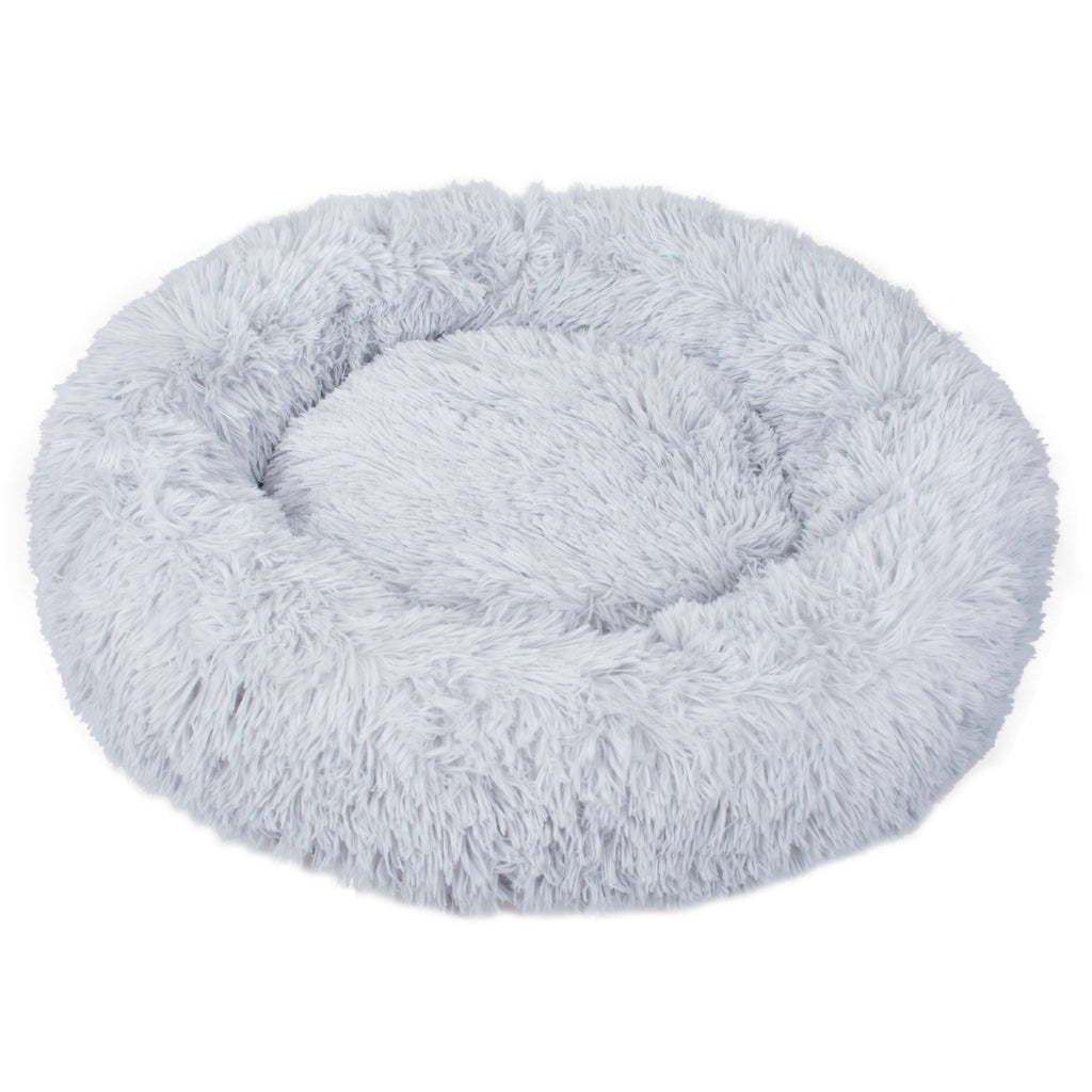 White Medium Round Fauxfur Pet Bed V69791