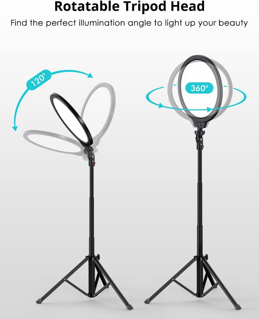10" LED Video Light with Adjustable Tripod Stand, 3 Modes 5 Brightness Levels, Pack of 2 E892