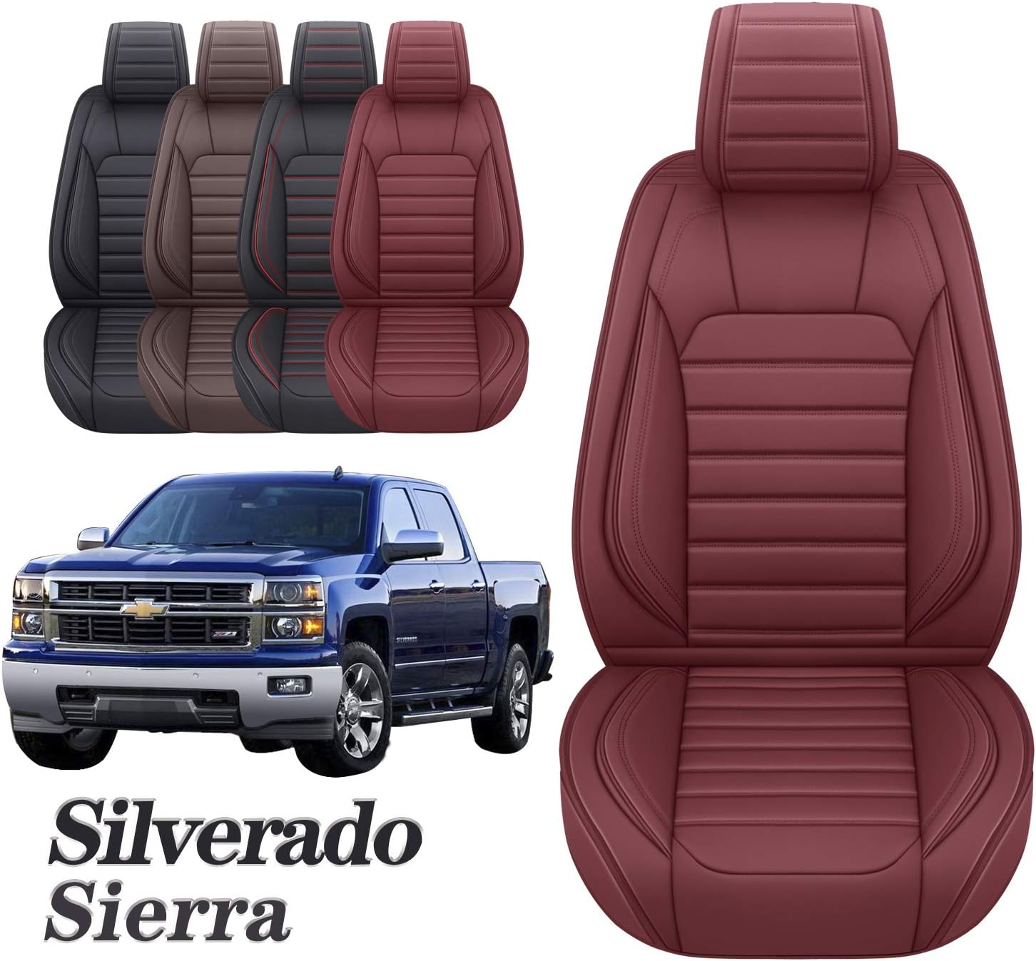 Brown Leather Car Seat Covers Full Set 5 PCS S596132