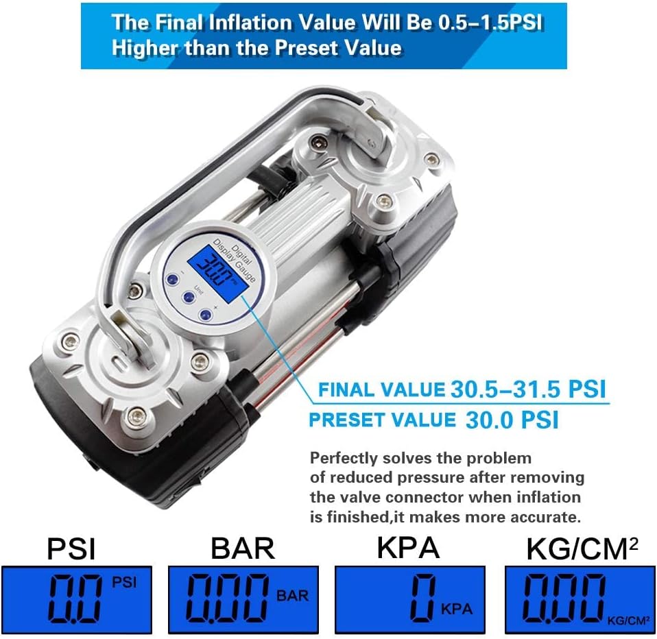 150Psi 12V Dual Cylinders Air Compressor Pump with Tire Repair Kit Q88216