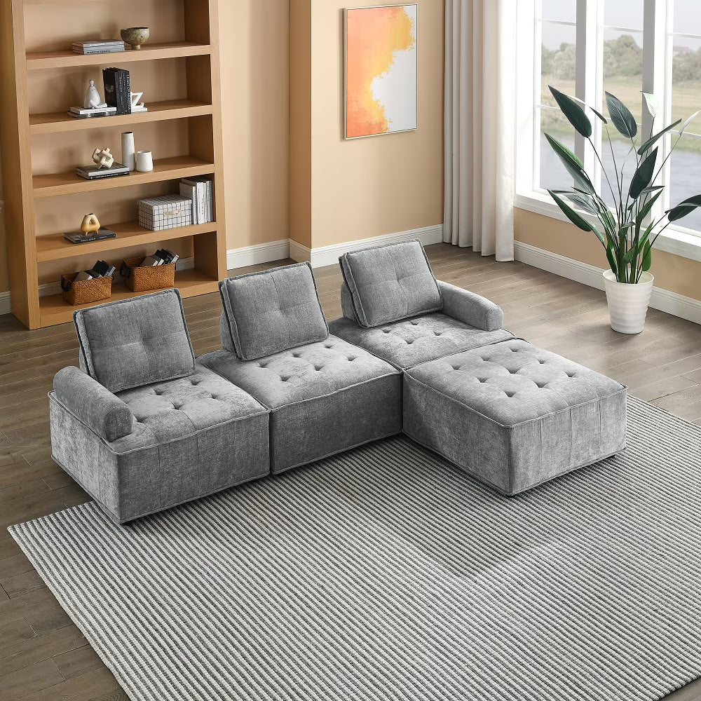 Chenille Grey Modular Sectional Sofa C56390