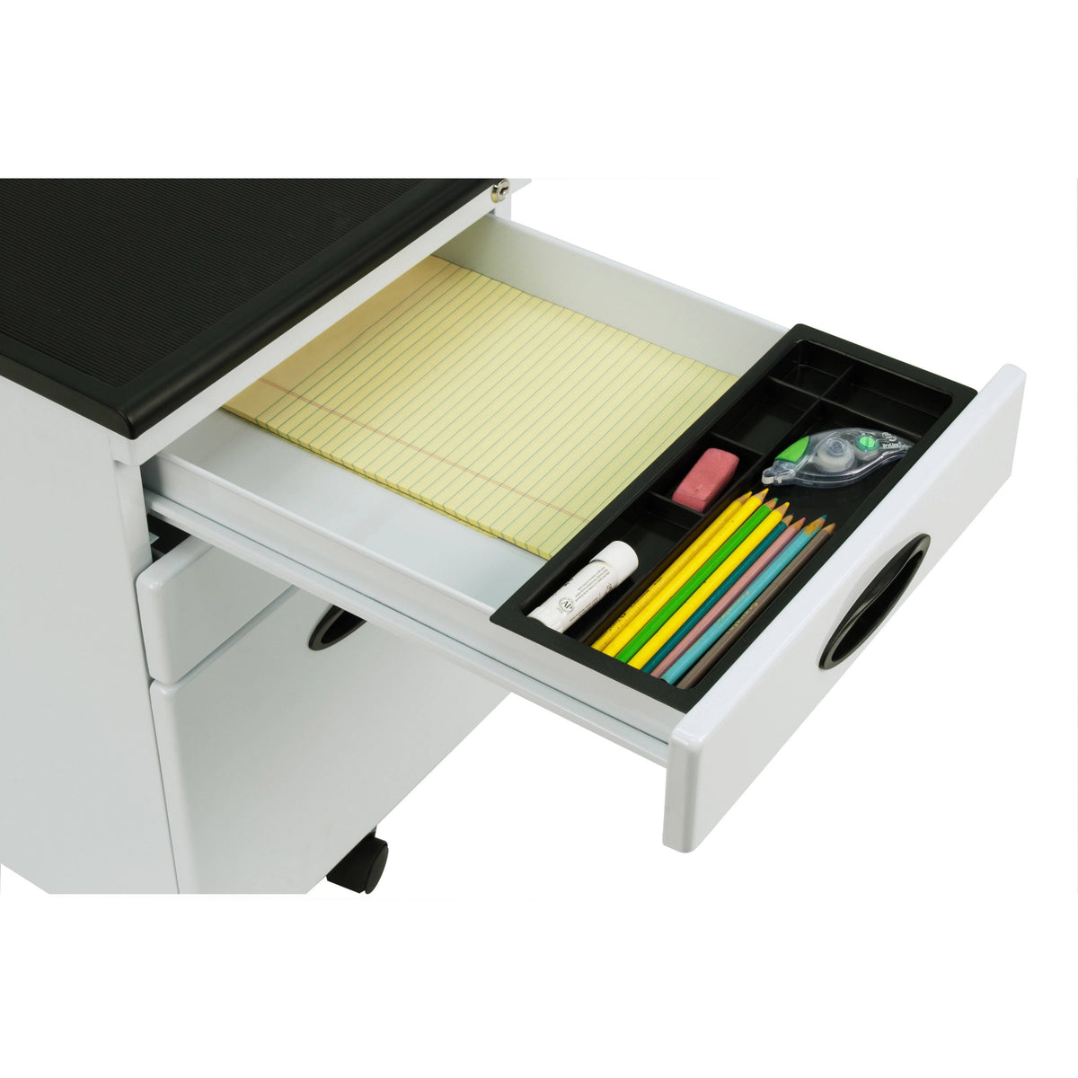 Silver Metal Mobile File Cabinet with Wheel Casters K742958