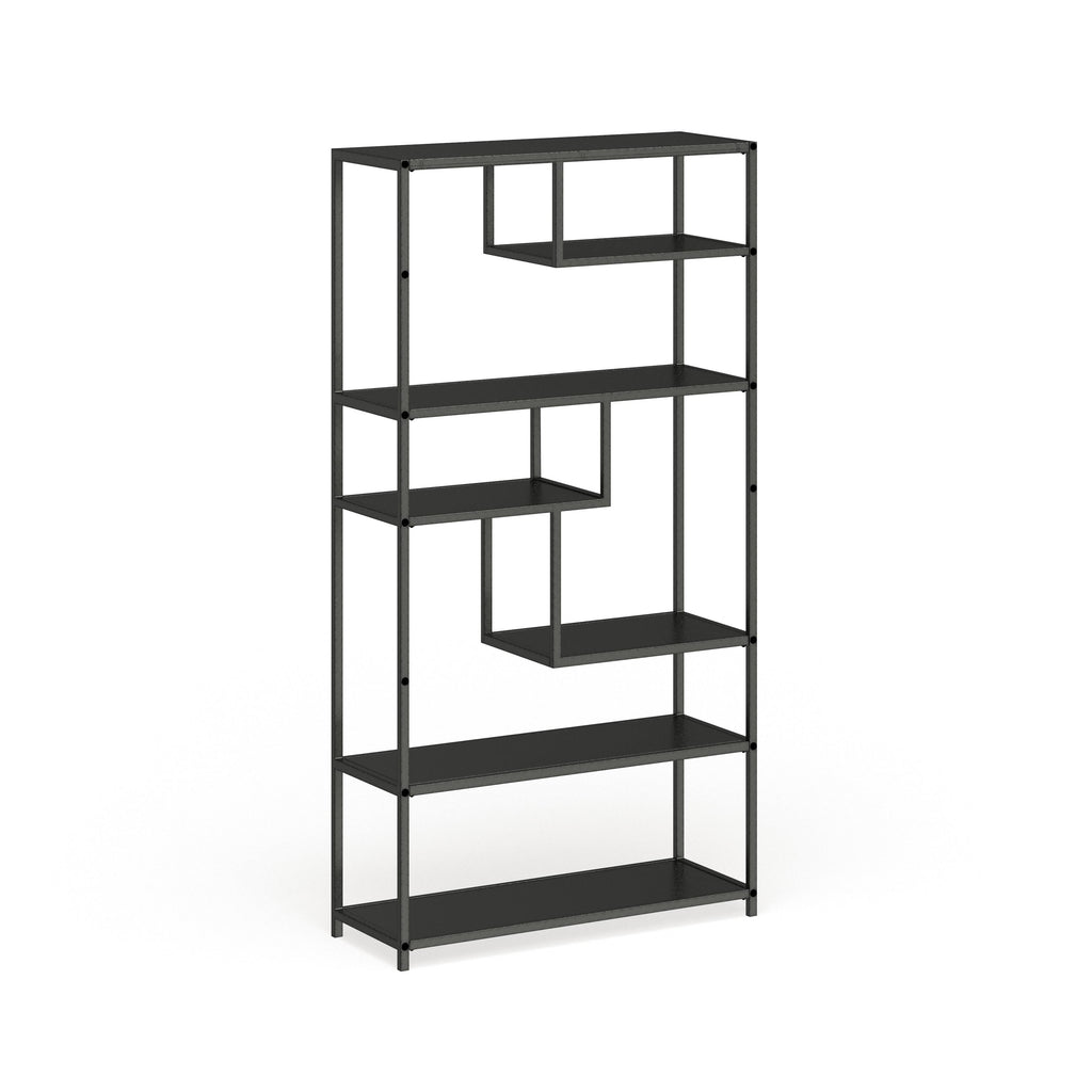 Dark Grey Industrial Metal Tiered Bookshelf K57535