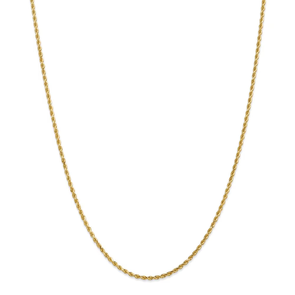 14kt Yellow Gold 2mm Diamond Cut Rope Chain with Lobster Clasp, 30 inch R314399