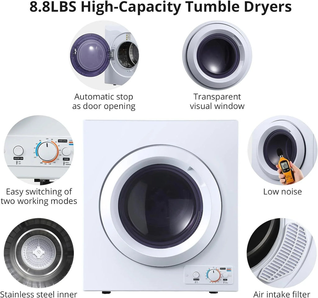 Portable Electric Clothes Dryer 2.65 cu. ft Stainless Steel Tub V335