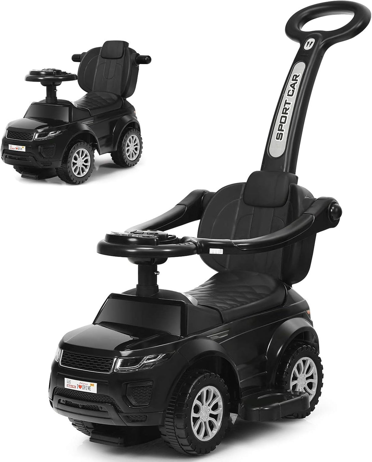 Pink 3 in 1 Ride on Push Car with Parental Handle J59385