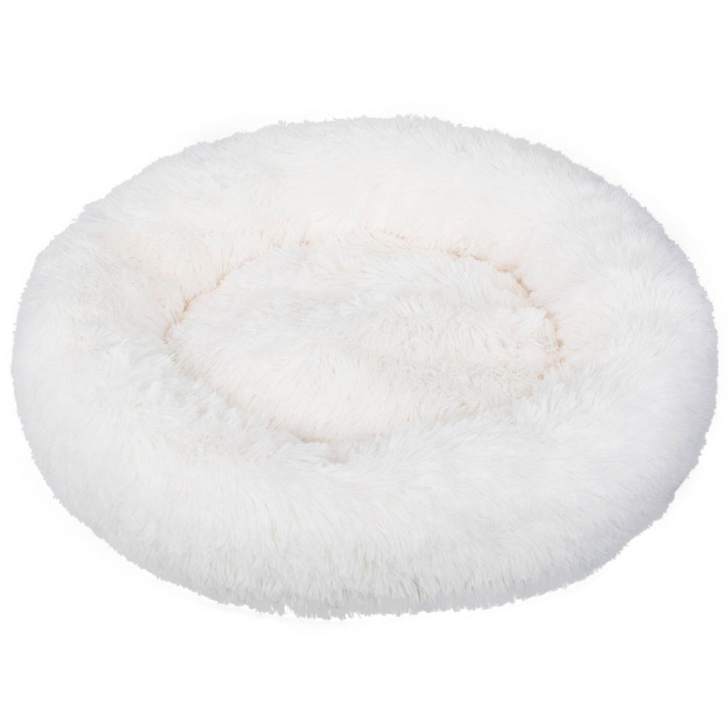 White Medium Round Fauxfur Pet Bed V69791