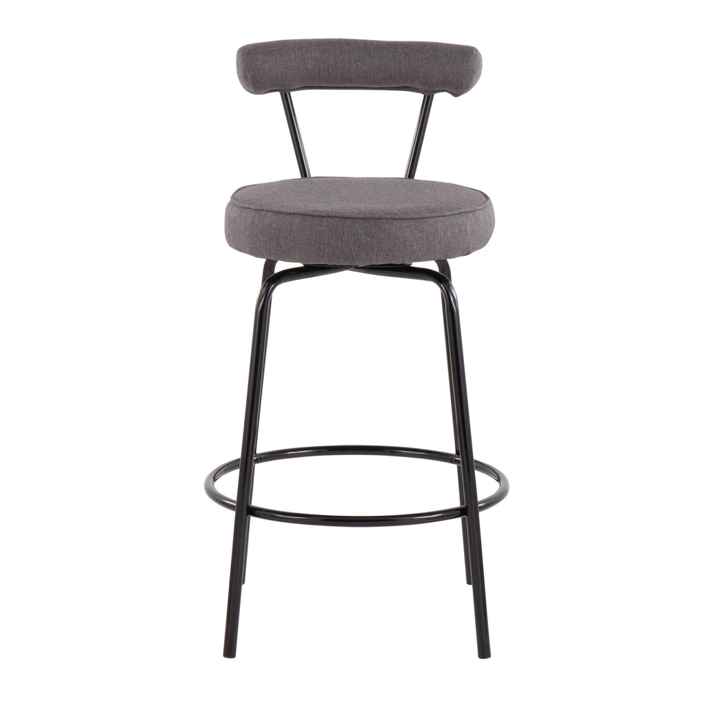 Black Steel Charcoal Fabric Counter Stool, Set of 2 X636