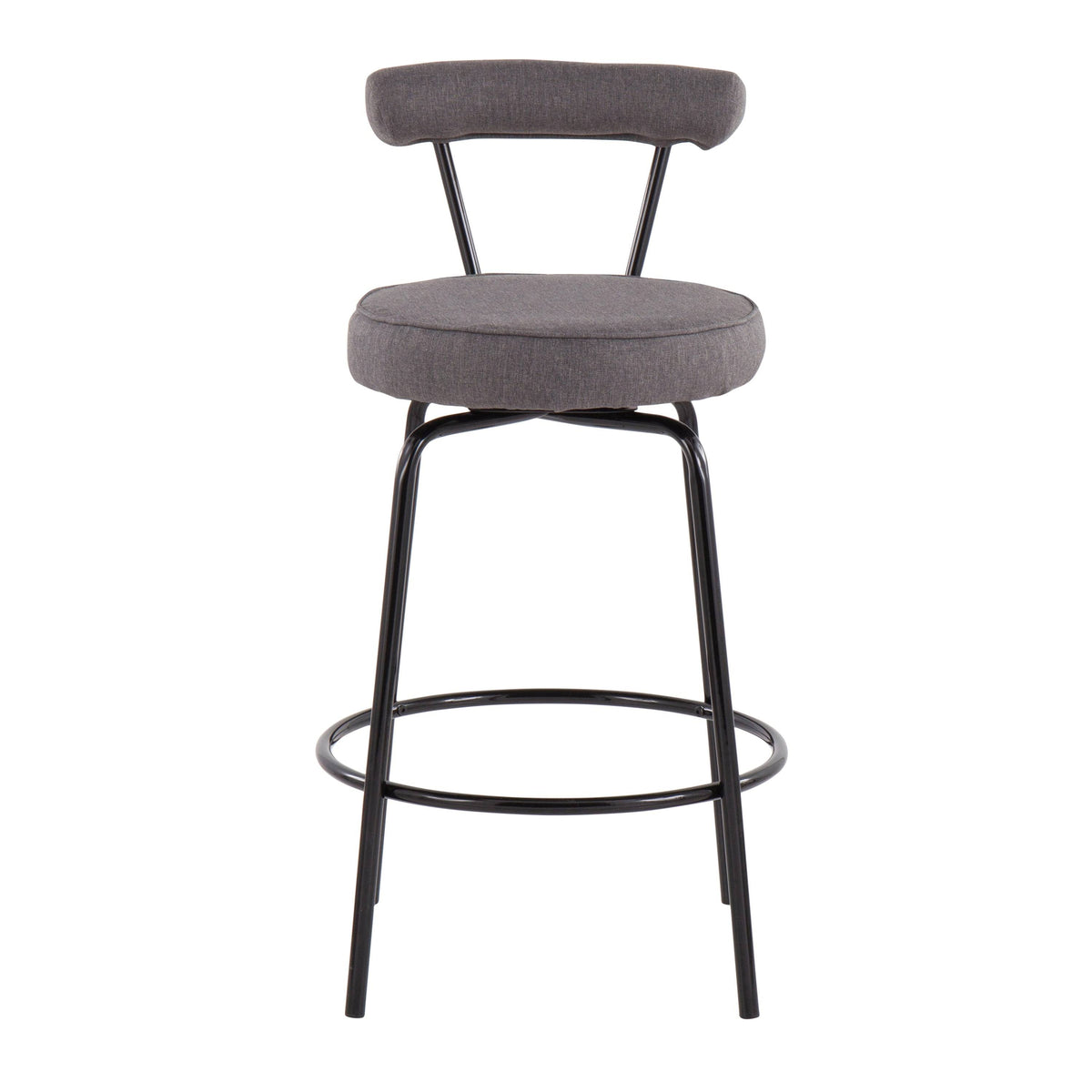 Black Steel Charcoal Fabric Counter Stool, Set of 2 X636