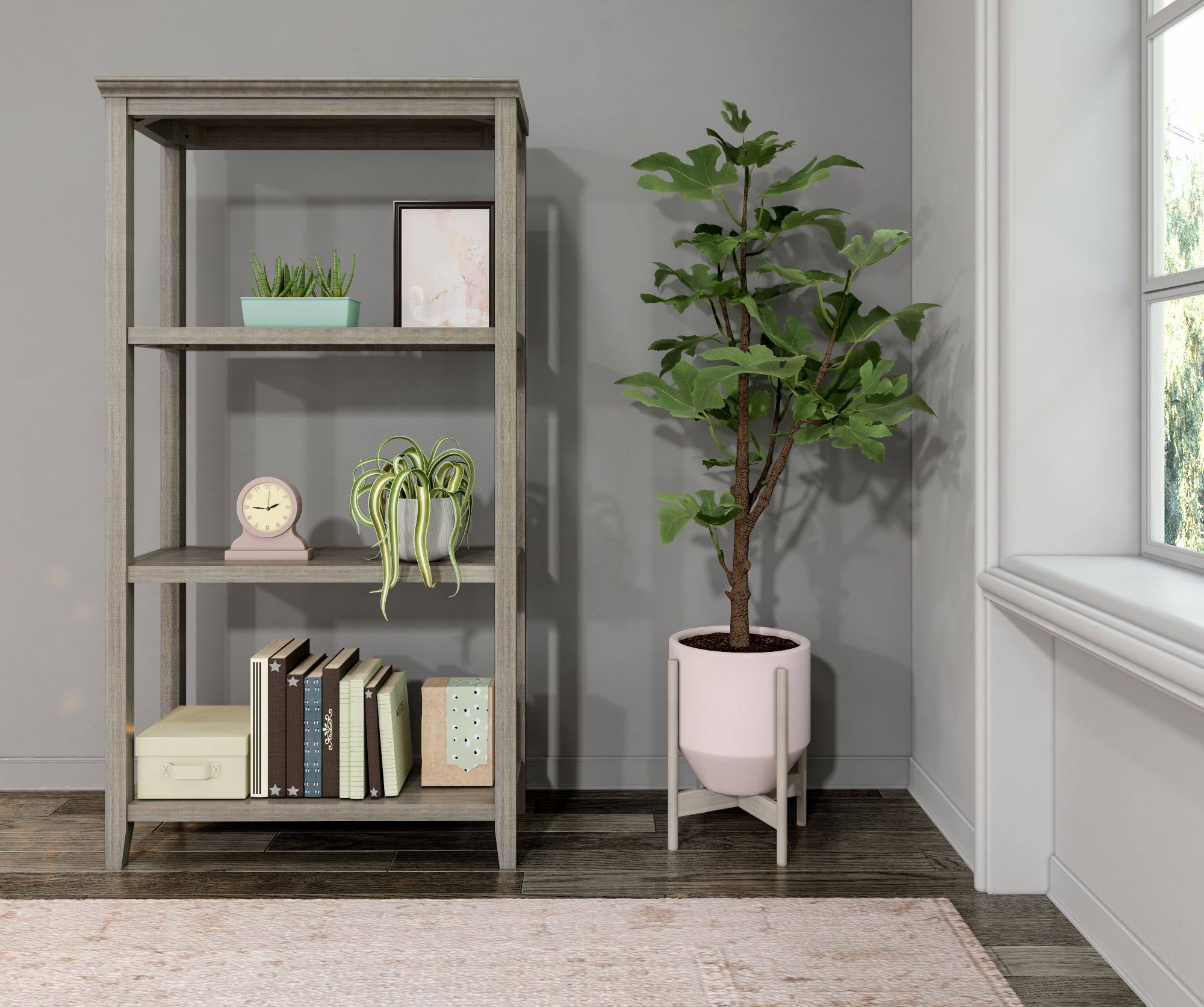 Washed Gray Solid 3-Tier Tall Vertical Bookcase U962847