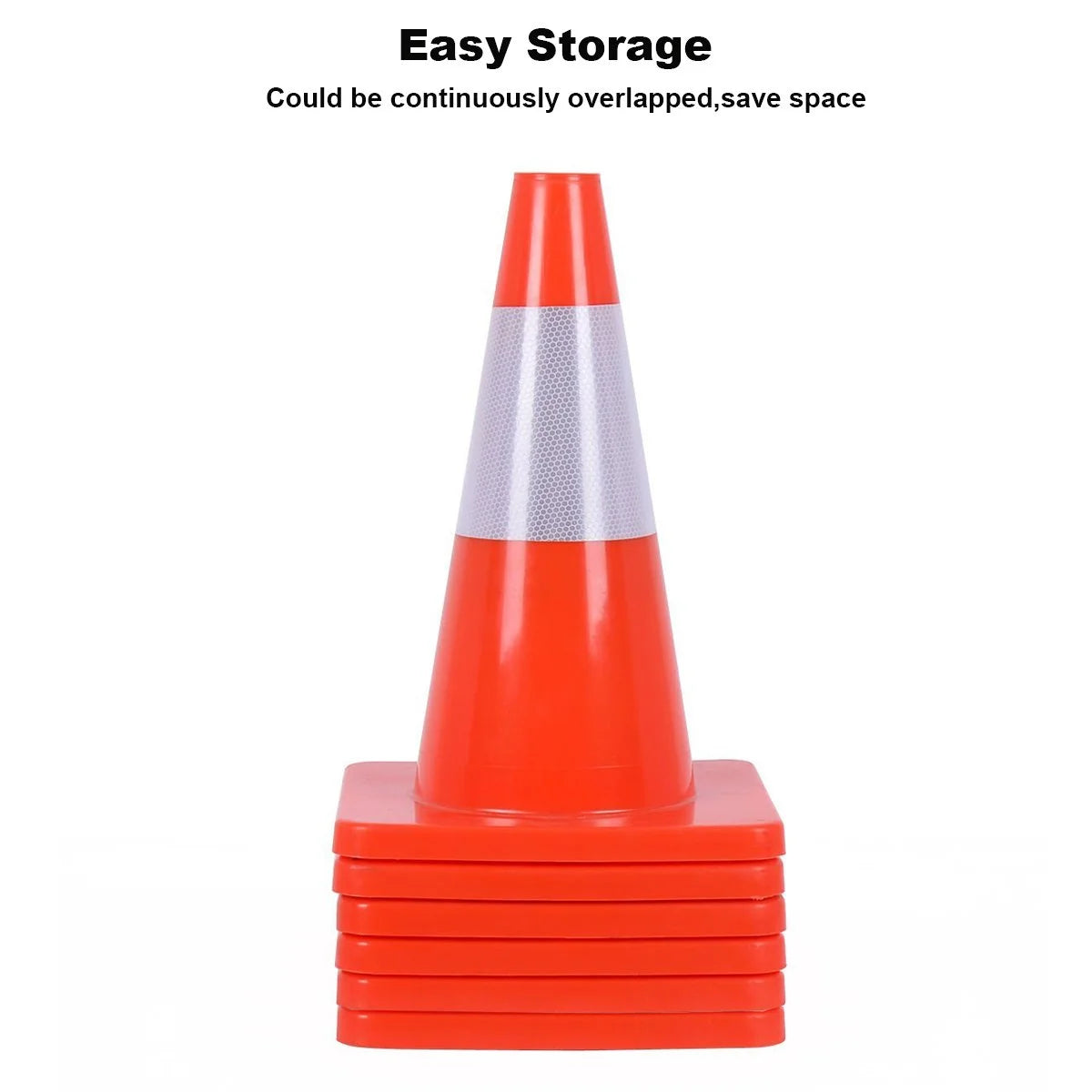 6PCS 18" Orange PVC Traffic Cones with 4" Reflective Collar T528332