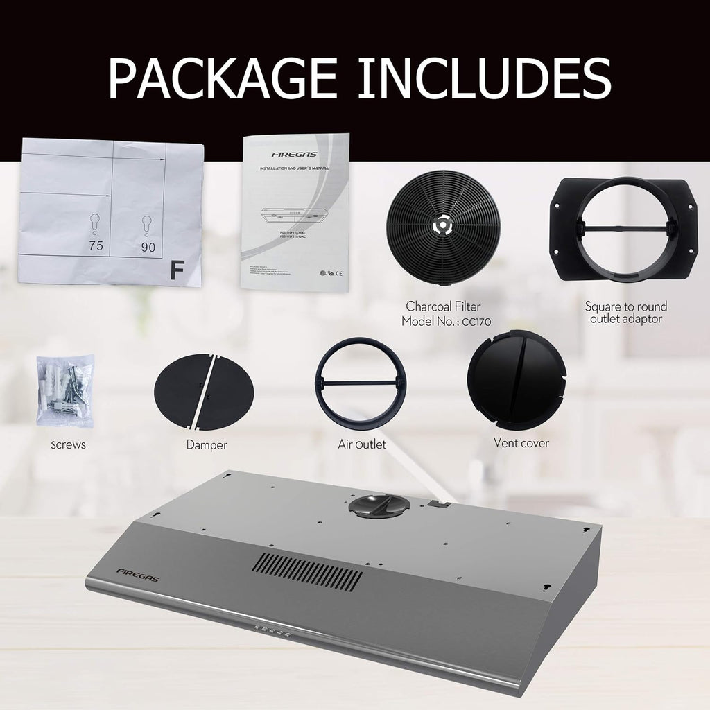 36 Inch Ducted/Ductless Under Cabinet Range Hood with LED Light X50852