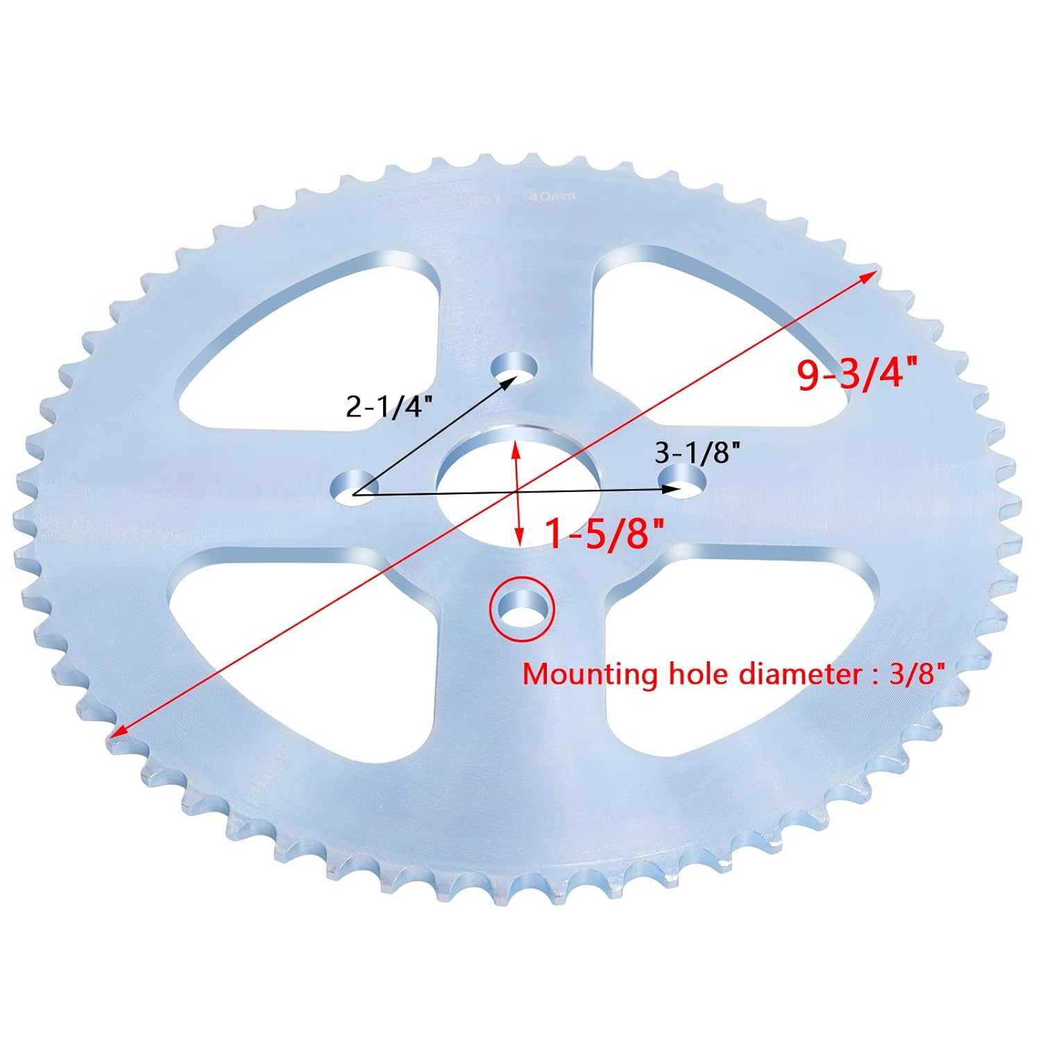 60 Tooth Go Kart Sprocket for #40/41/420 Chain N3778