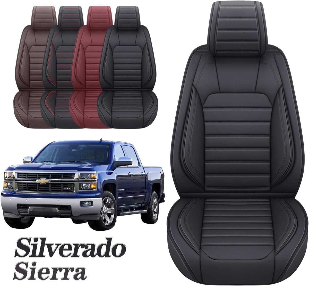 Brown Leather Car Seat Covers Full Set 5 PCS S596132