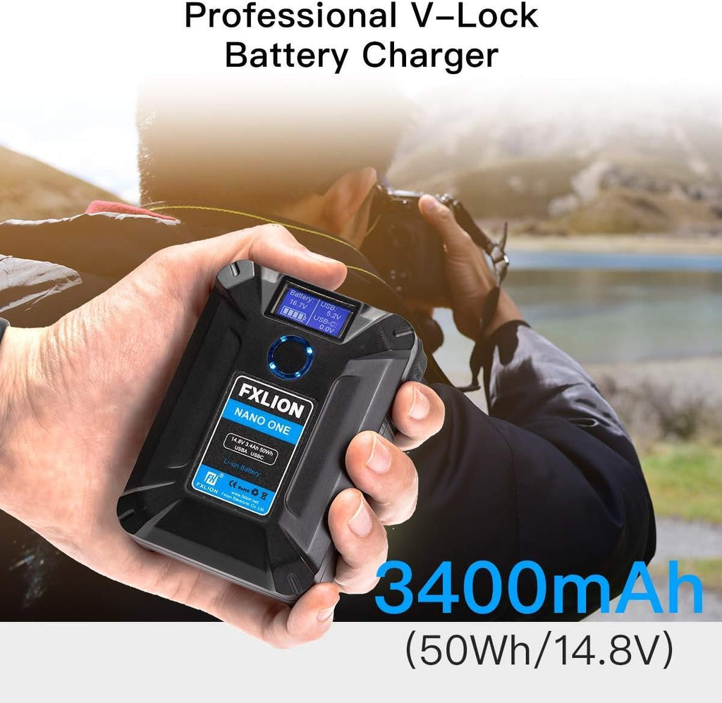V Mount Battery 3400mAh with D-TAP, USB-C, USB-A, Micro USB Plugs B538024