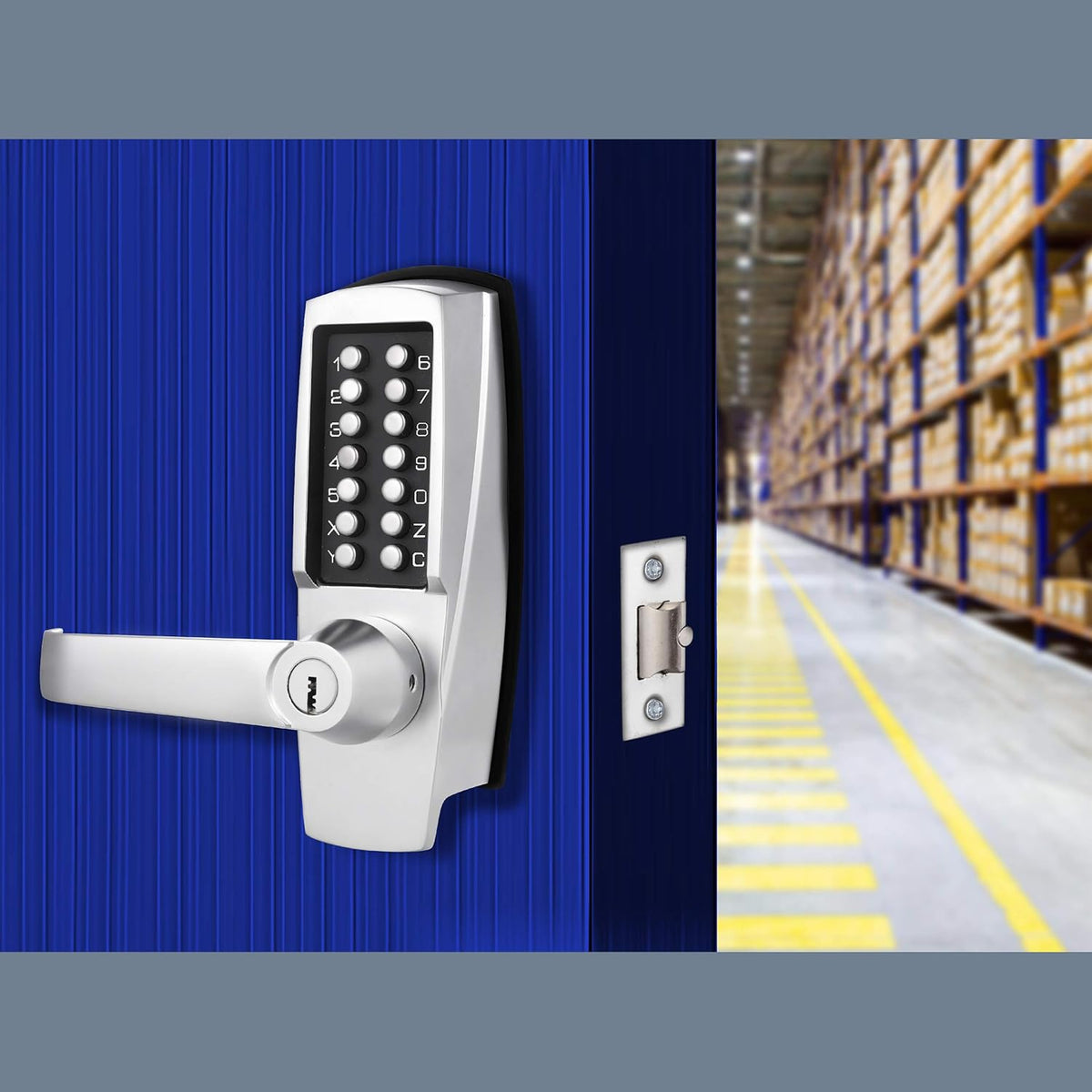 Satin Chrome Keyless Lever Lock with Keypad, Pack of 2 Q543