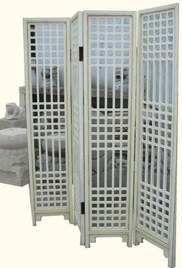 Antique White Carved Solid Elmwood Room Divider P8227