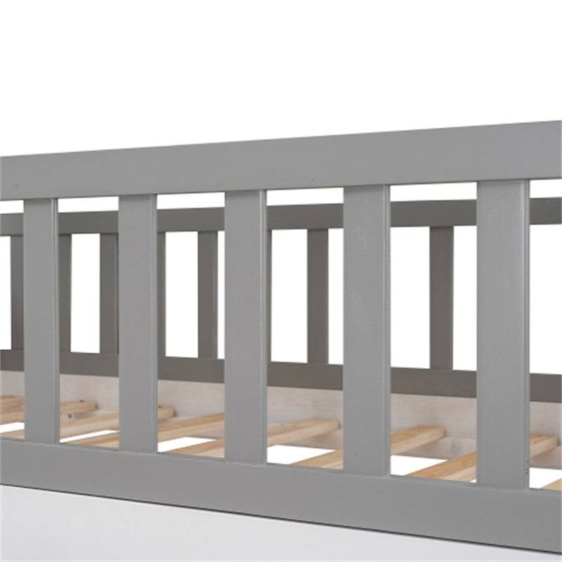 Gray Twin Over Twin Solid Wood Bunk Bed with Ladder L82019