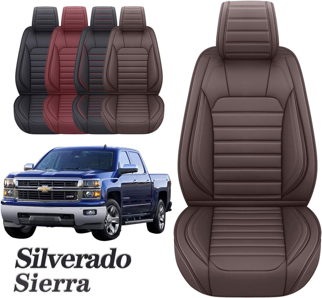 Brown Leather Car Seat Covers Full Set 5 PCS S596132