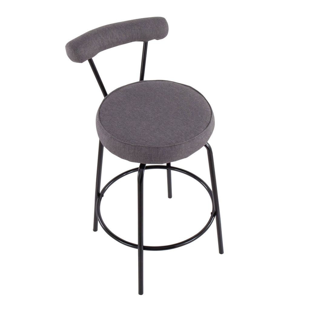 Black Steel Charcoal Fabric Counter Stool, Set of 2 X636