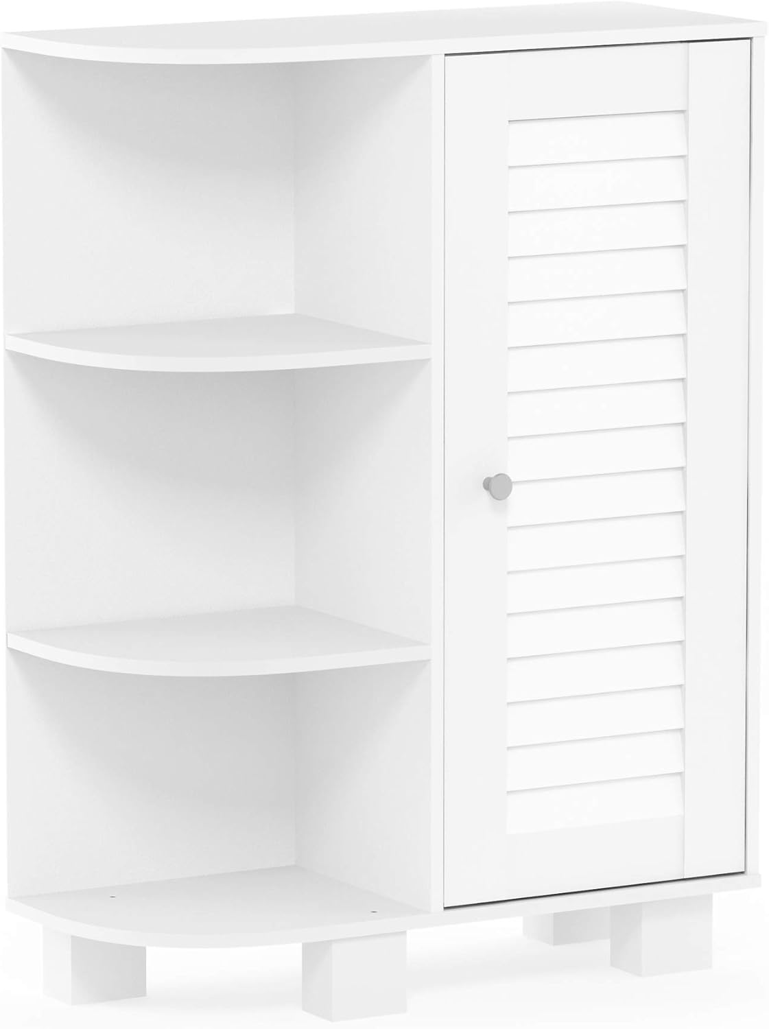 White Storage Shelf Cabinet with Louver Door S70839