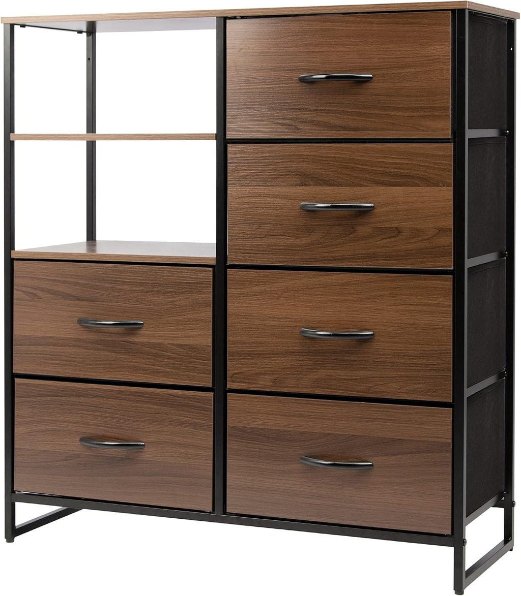 Gray/White 8 Drawer Fabric Dresser T603