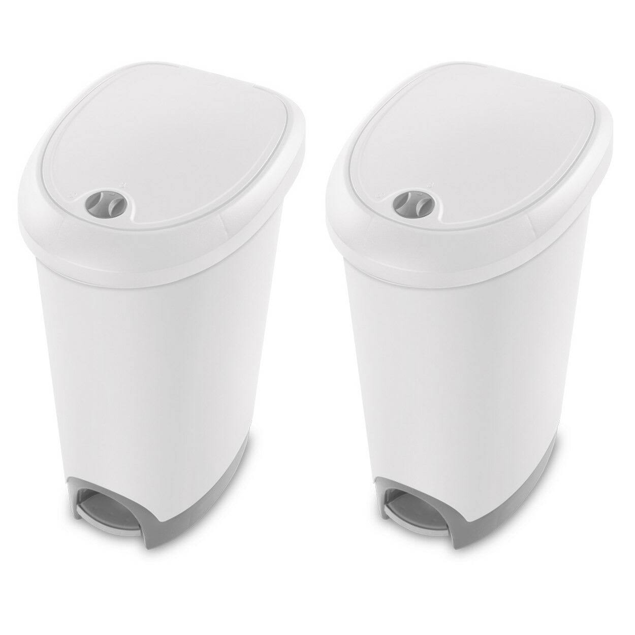 White 12.6 Gallon Locking StepOn Wastebasket (2 Pack) M941737