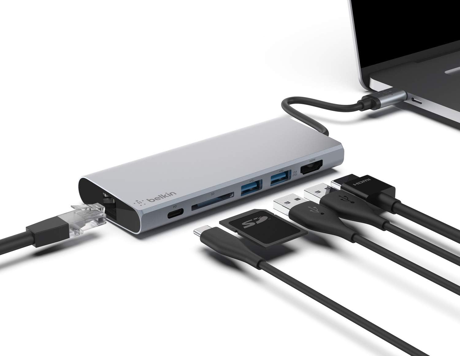 USB-C Hub with Tethered USB-C Cable A5003