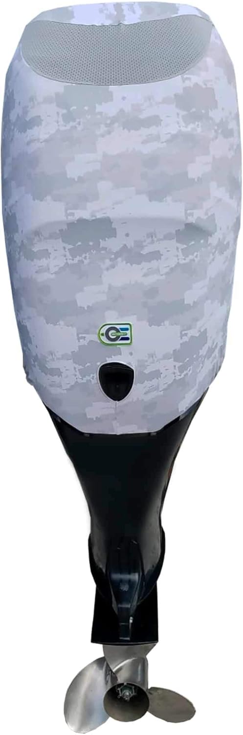 Grey Digital Camo Outboard Motor Cover Q93385