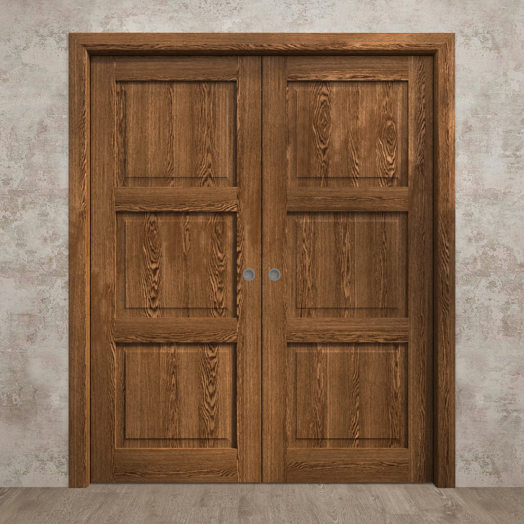 Solid Wood Sliding French Double Pocket Doors 36 x 80 inches C135857