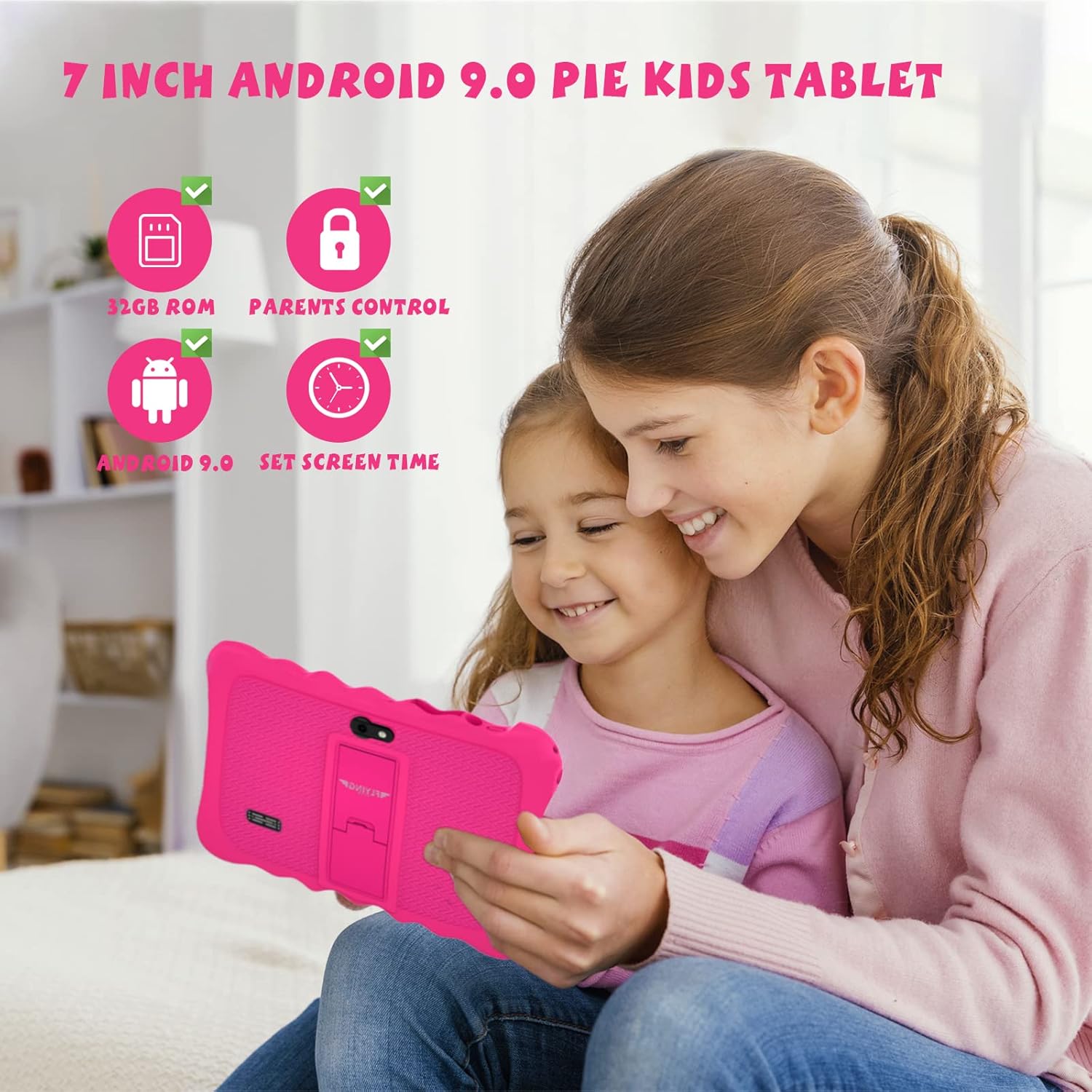 2 Pack Pink Kids Tablet with Kid-Proof Case B702288