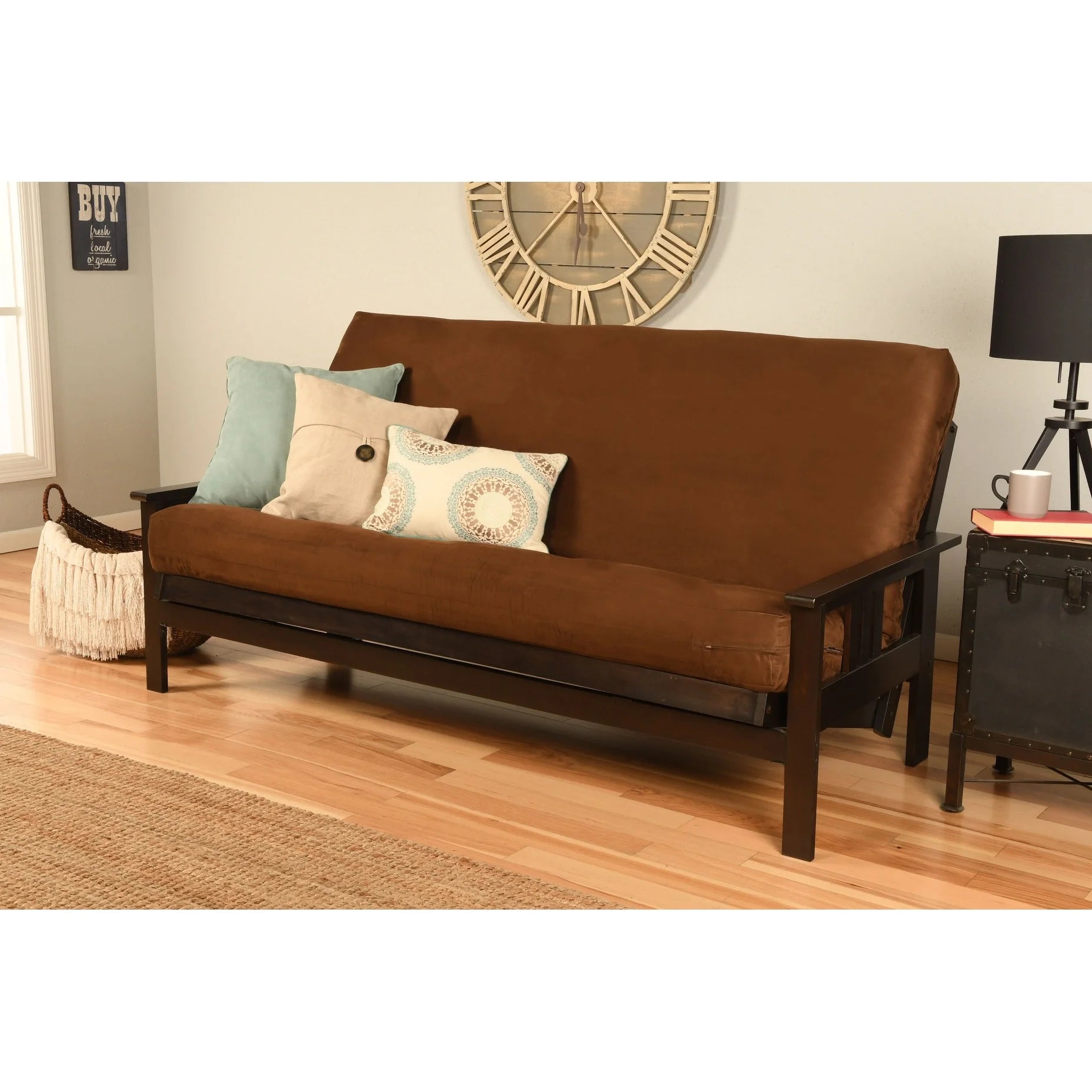 Espresso Finish Sofa with Removable Suede Mattress Cover O17745