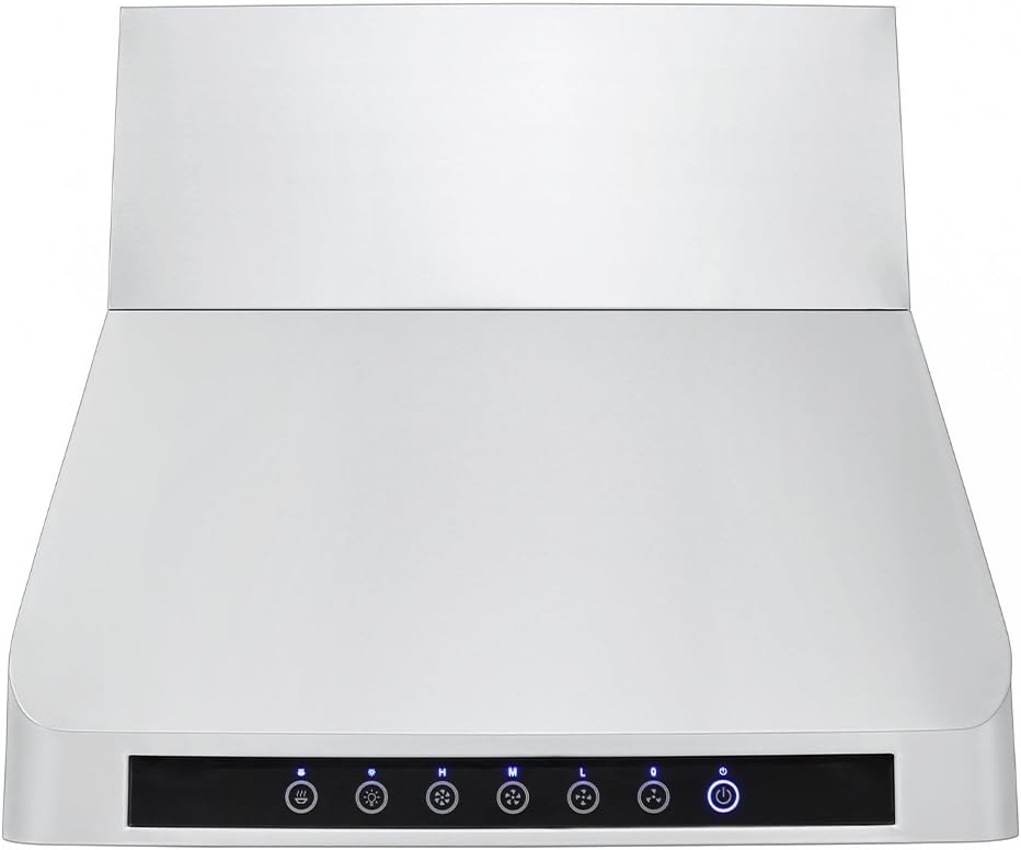 Stainless Wall Range Hood, 1000 Max CFM, 4 Speed, 30 36 42 48 54 60 inch W7555