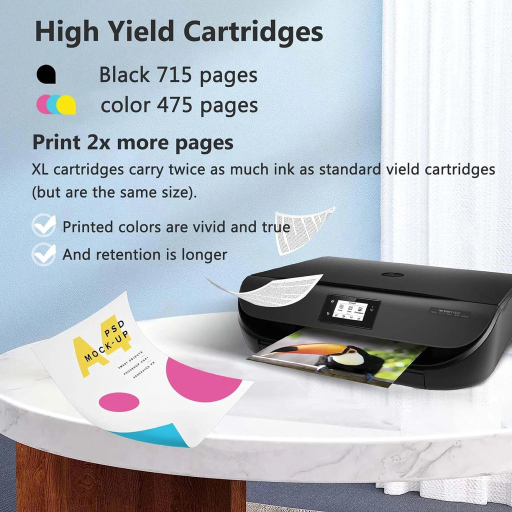 Black Ink Cartridges High Yield Compatible for HP Ink 63 XL Black and Color Combo Pack S9303