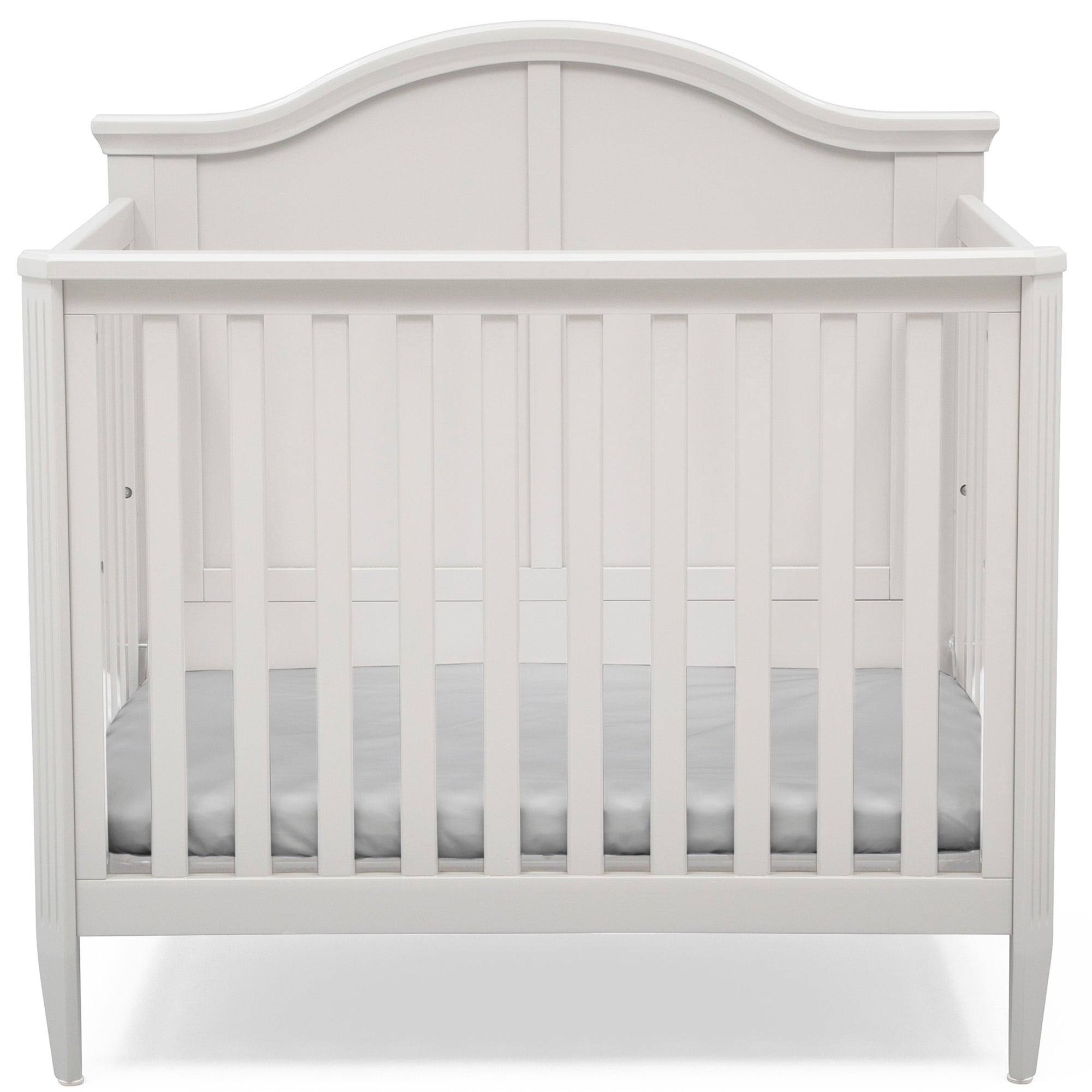 Mini Convertible Baby Crib with Mattress in Bianca White J3149
