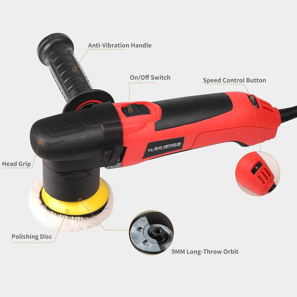 6-Inch Dual Action Random Orbital Polisher with Two Detachable Handles L30114