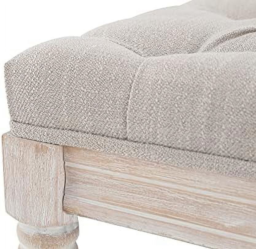 Beige Tufted Entryway Bench with Shoe Rack S4813