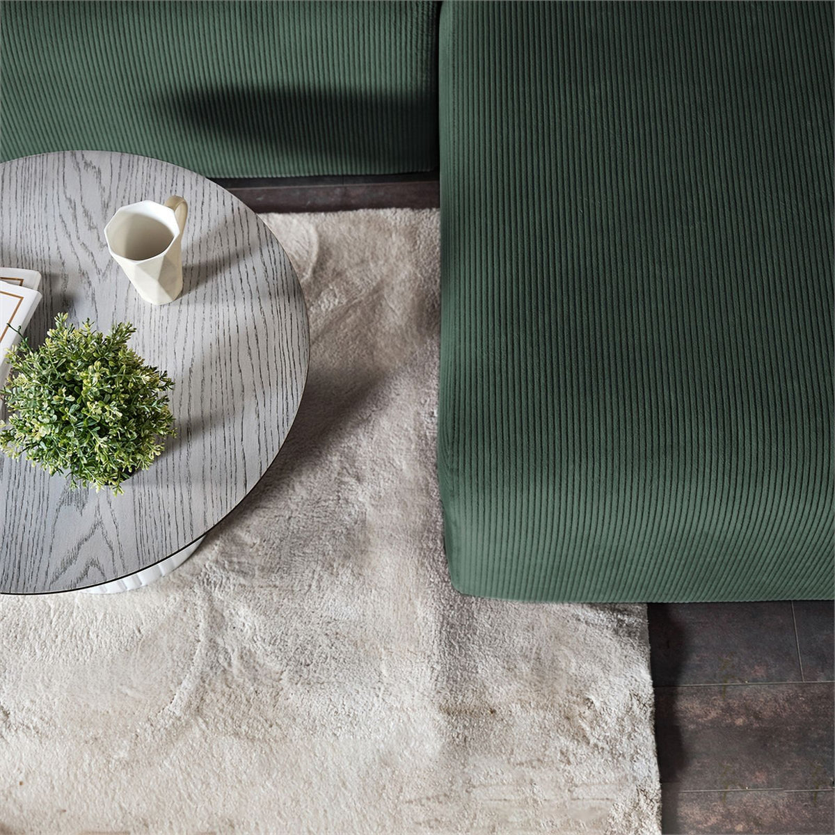 Green Velvet Right Sectional Sofa V217154