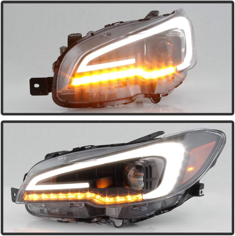 Black Housing LED Tube Projector Headlights Pair I892072