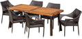 7-Piece Acacia Wood Wicker Dining Set F2196