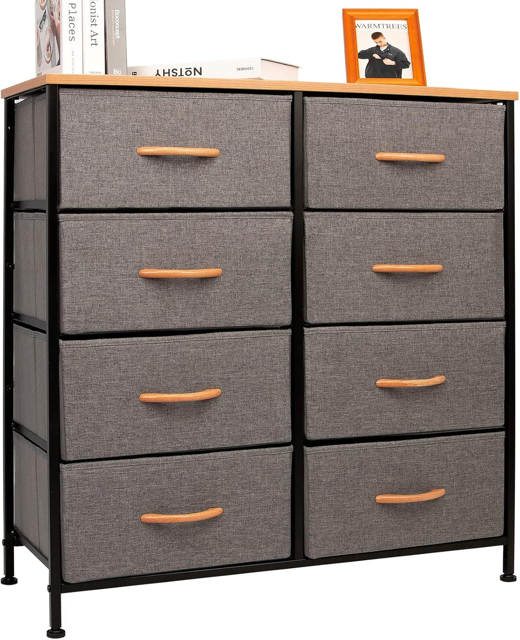 Gray/White 8 Drawer Fabric Dresser T603