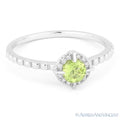 14k White Gold Peridot and Diamond Halo Ring W392