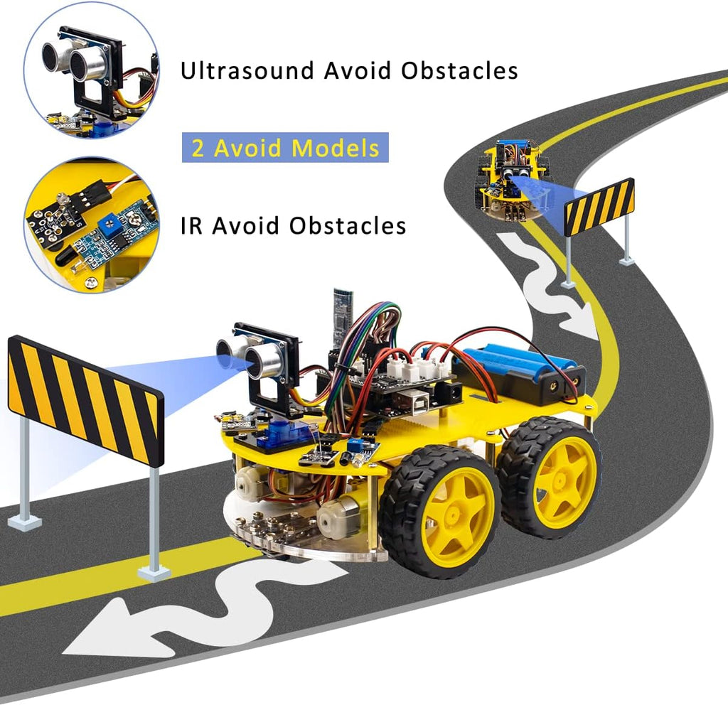 4WD Robot Car Kit STEM Programming Robot Car Compatible with Arduino IDE Y161