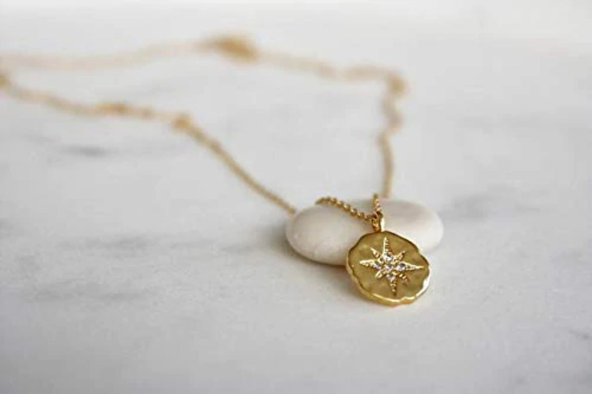 Gold Necklace Diamond Starburst Jewelry E115395