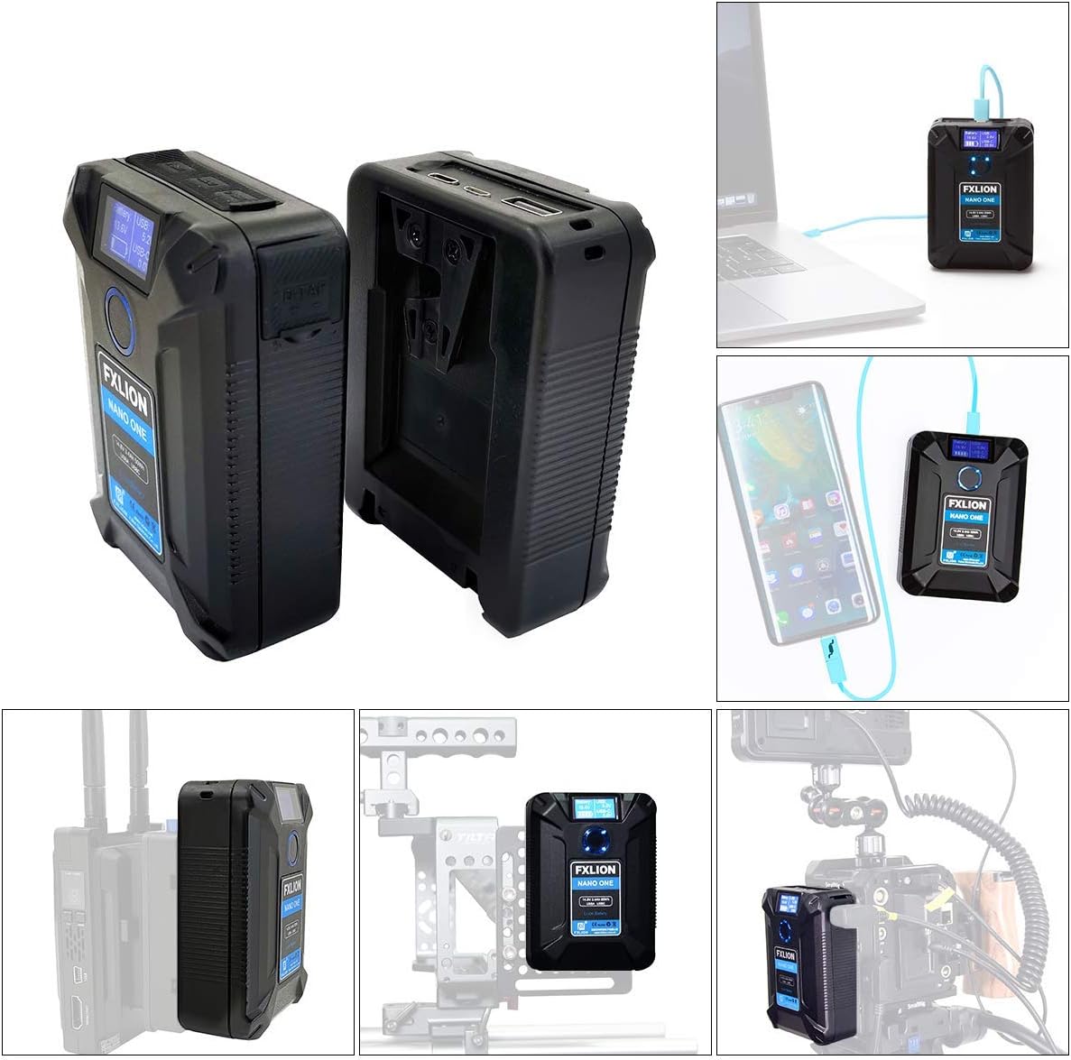 V Mount Battery 3400mAh with D-TAP, USB-C, USB-A, Micro USB Plugs B538024